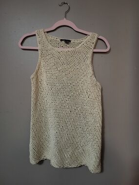 Vince Cream Open-Knit Sleeveless Sweater Shaken Knit Tank Medium